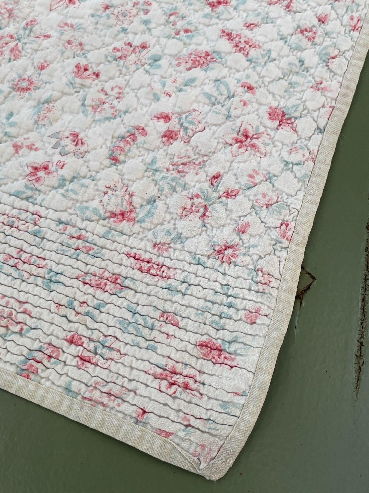 
                  
                    Antique French Quilt Pale Pink Flowers
                  
                