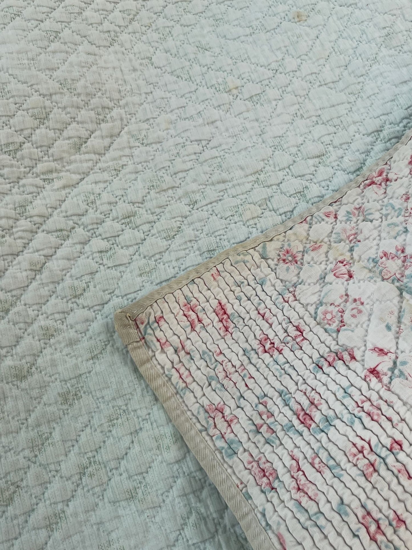 
                  
                    Antique French Quilt Pale Pink Flowers
                  
                