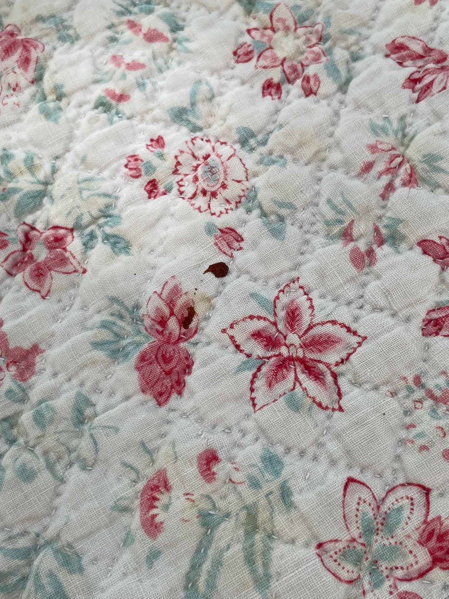 
                  
                    Antique French Quilt Pale Pink Flowers
                  
                