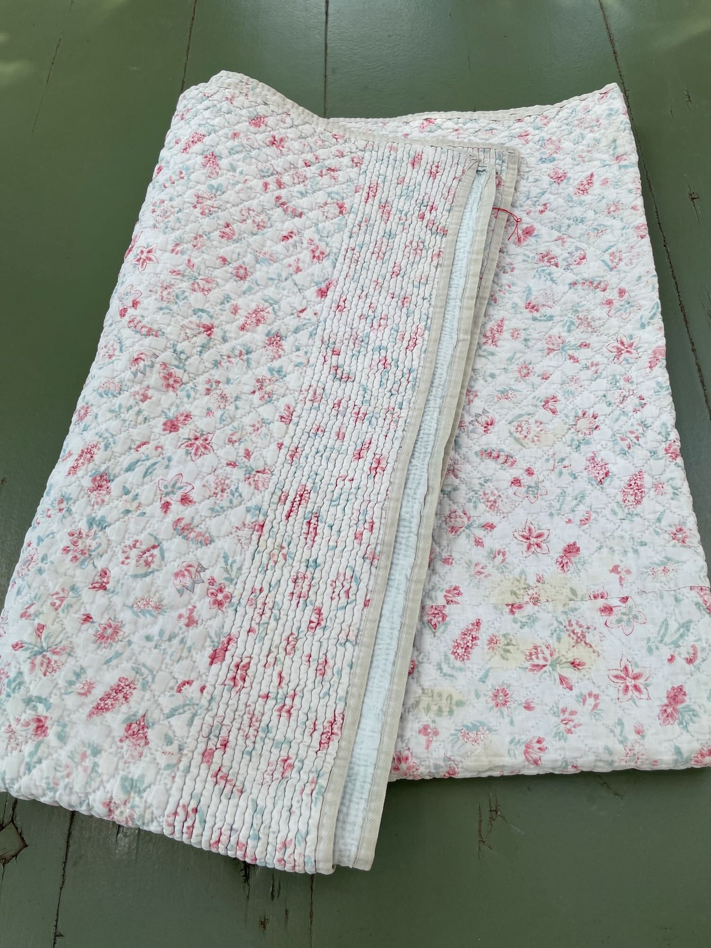 
                  
                    Antique French Quilt Pale Pink Flowers
                  
                