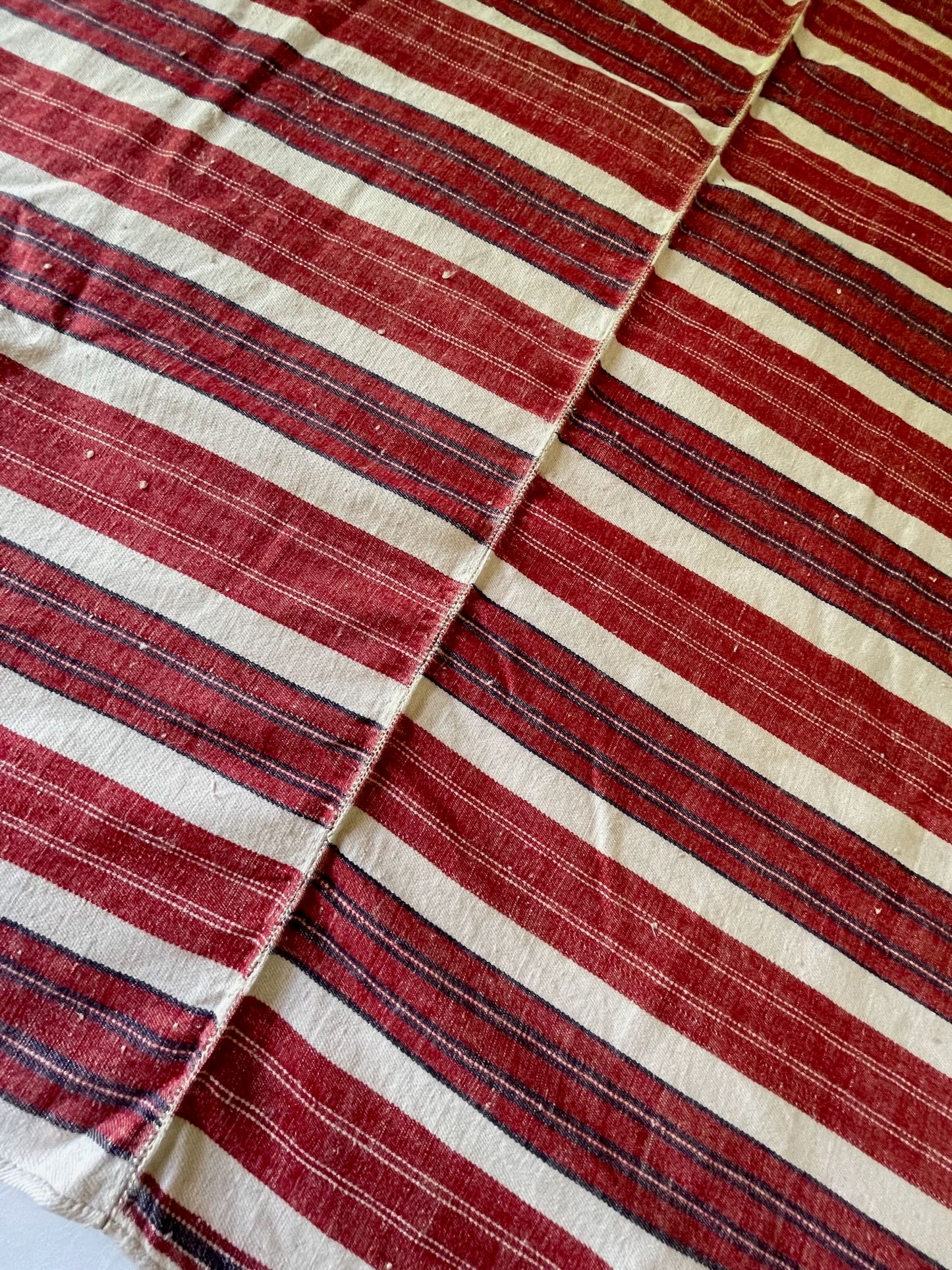 
                  
                    red white blue stripe upholstery material east europe folk textile for sewing projects hard wearing 
                  
                