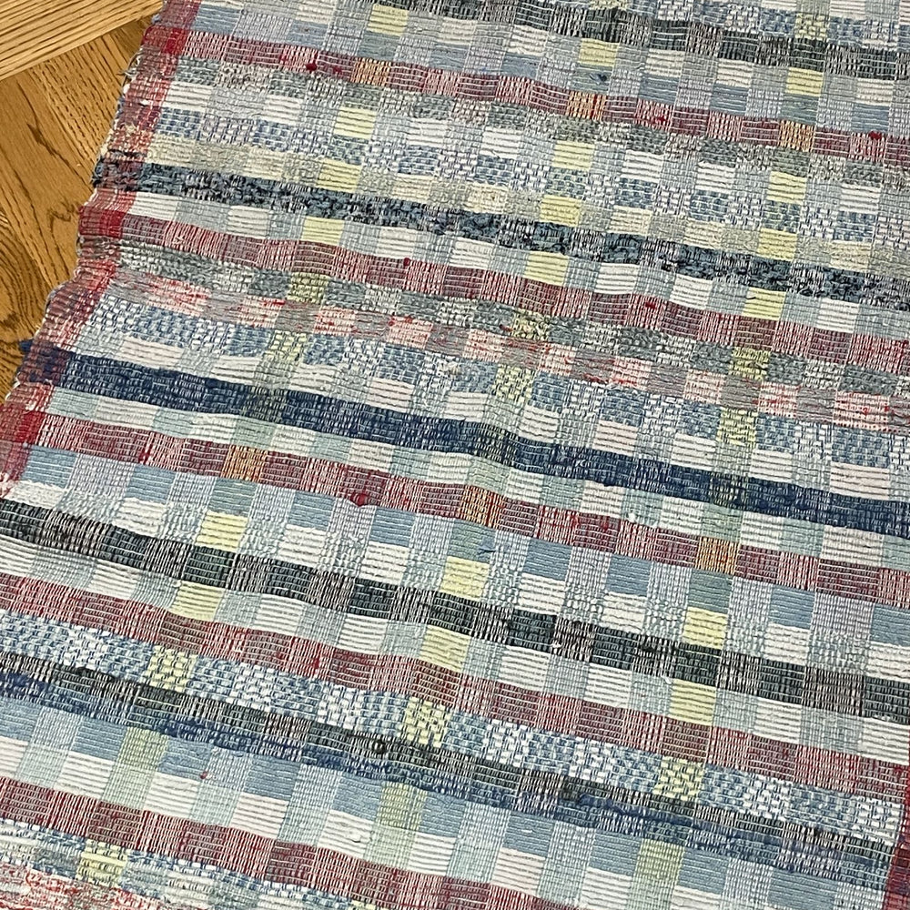 cotton rug vintage hungarian floor runner trasmatta red blue grey check mat kitchen carpet washable