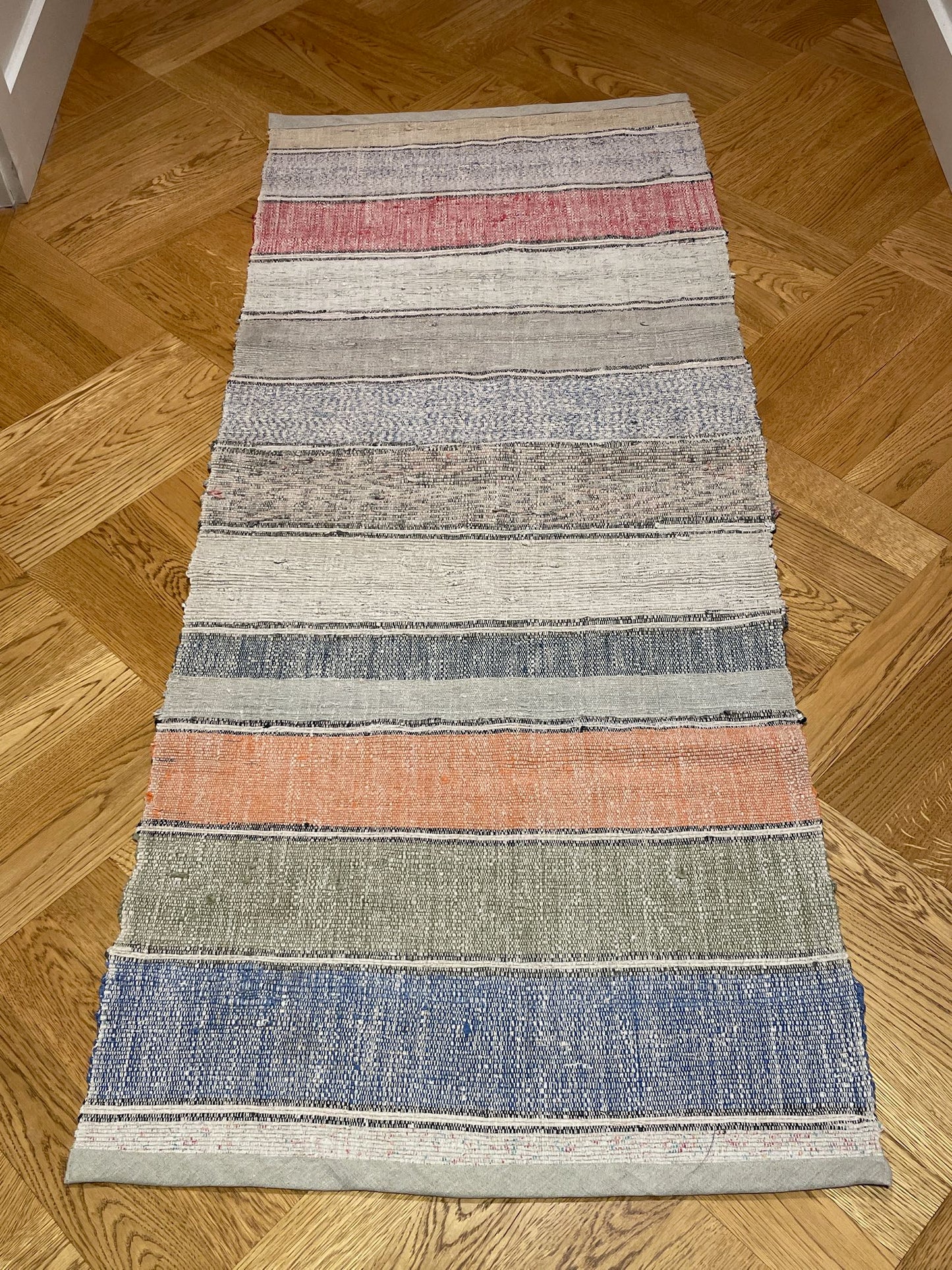 striped cotton mat rug floor runner kitchen carpet washable blue pink grey trasmatta small