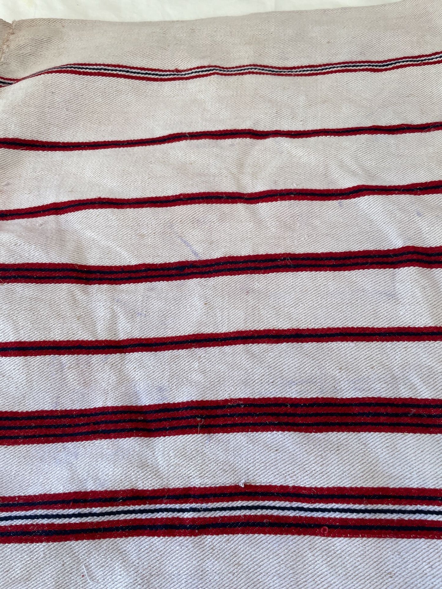
                  
                    red white blue stripe pillow cover for upholstery cushions sewing material rustic folk textile
                  
                