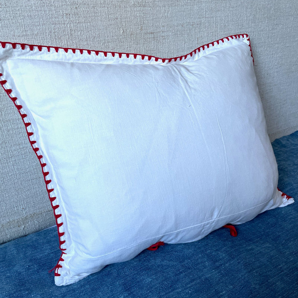 
                  
                    stylish red black white cotton cushion embroidered matyo pillow vintage hungarian folk textile
                  
                