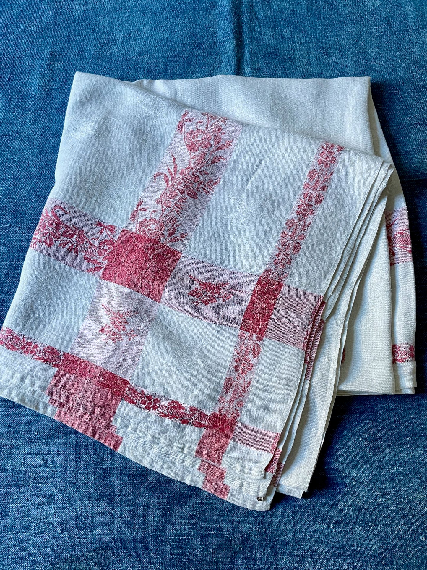 white red damask french tablecloth christmas table linen square cotton vintage tablescape cloth