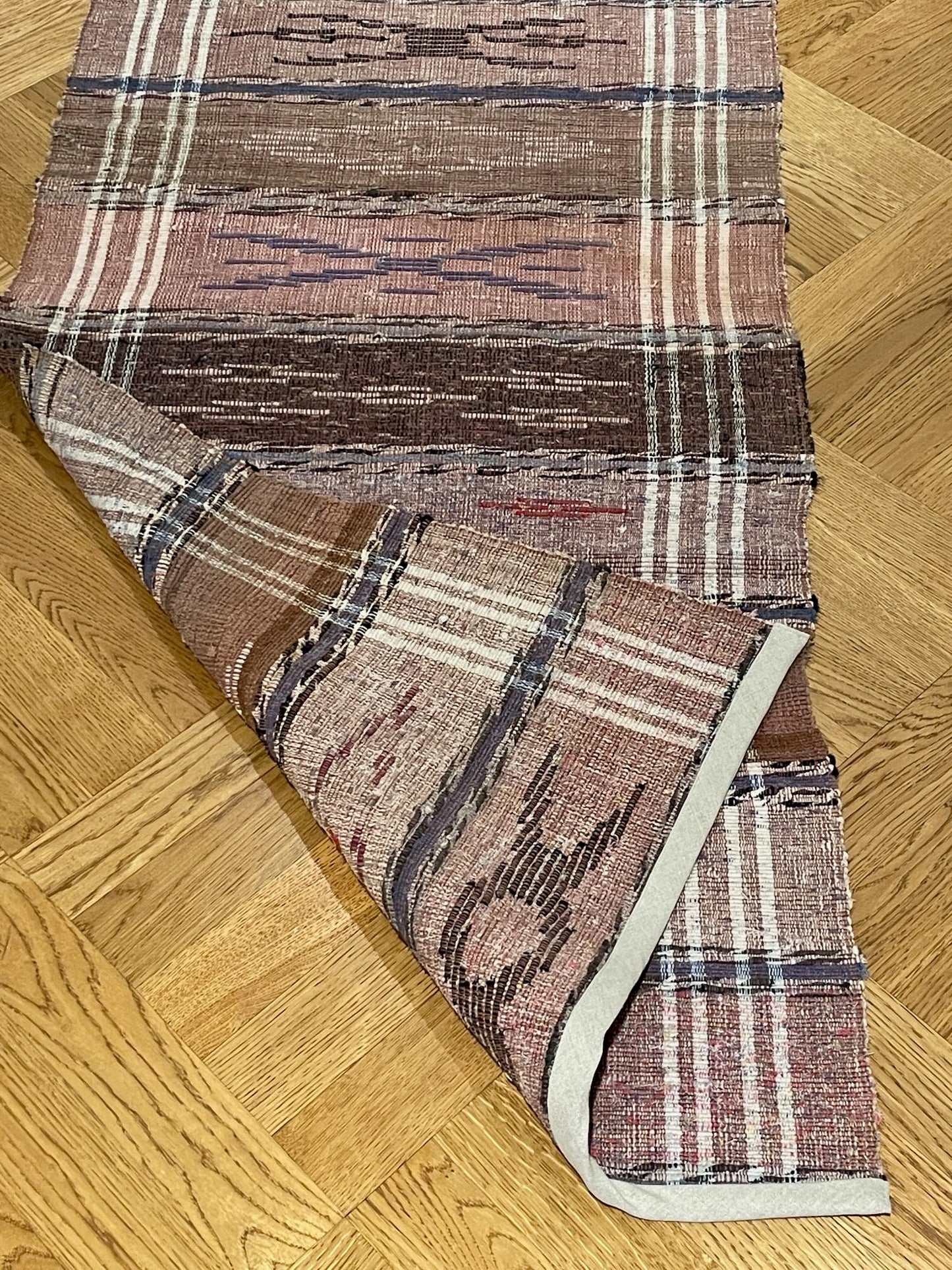 
                  
                    dusky taupe, faded rose, floor runner long vintage hungarian rag rug cotton washable hall carpet
                  
                