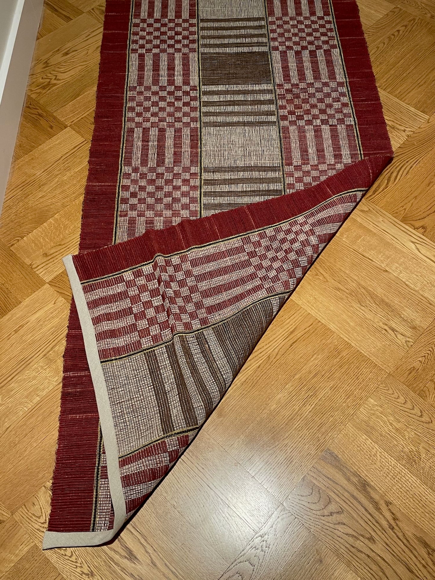 
                  
                    burgundy red brown cream rips rug geometric floor runner corridor mat long carpet washable vintage
                  
                