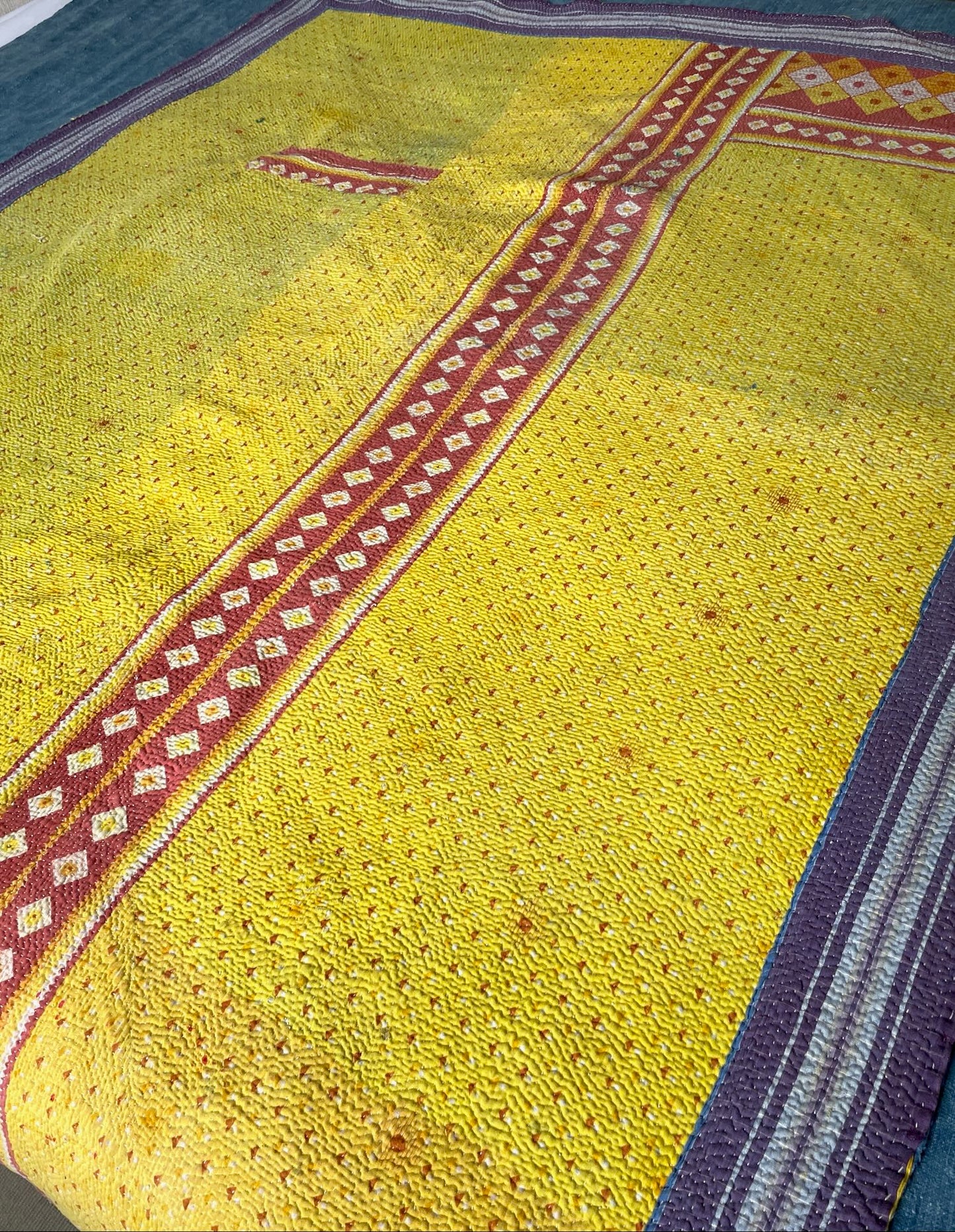 
                  
                    yellow terracotta geometric kantha quilt sofa throw single cotton bedspread washable comforter
                  
                