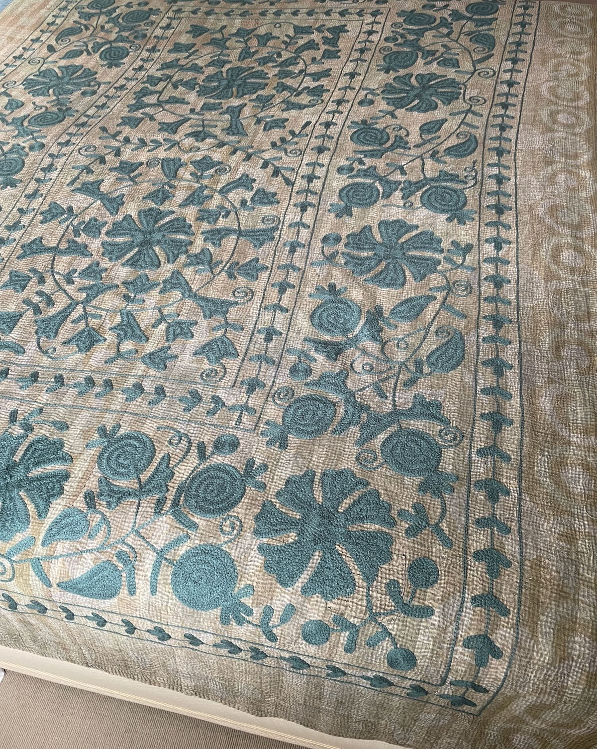 
                  
                    Vintage Kantha Throw with Suzani Embroidery 512
                  
                