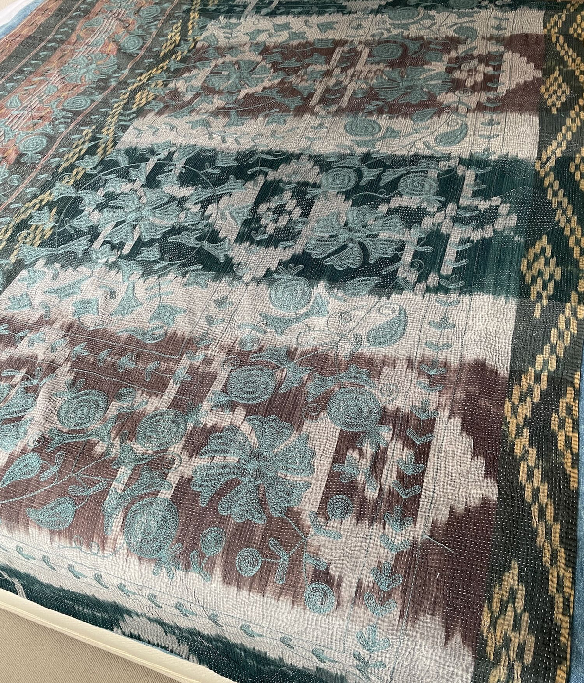
                  
                    Vintage Kantha Throw with Suzani Embroidery 512
                  
                