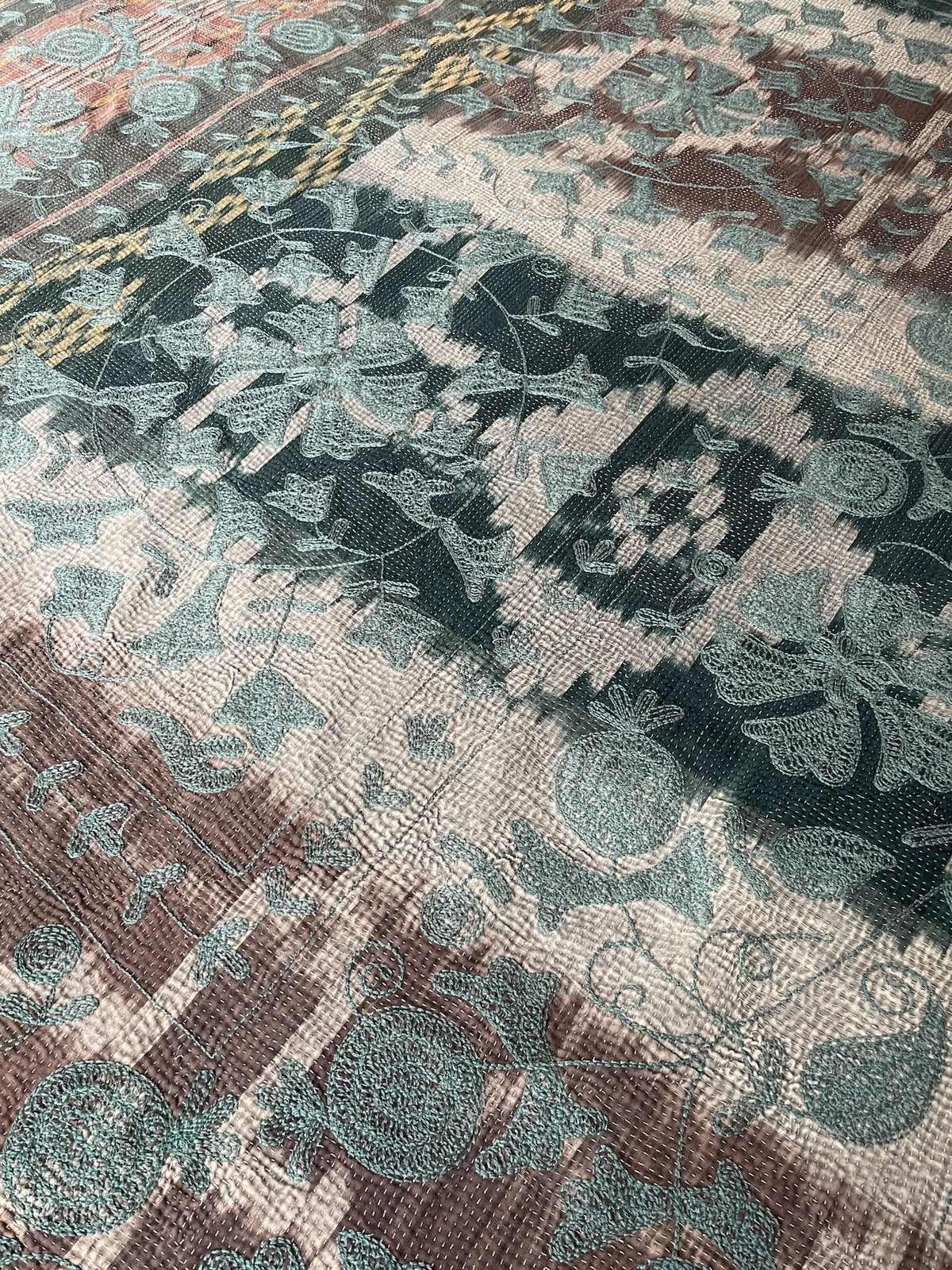 
                  
                    Vintage Kantha Throw with Suzani Embroidery 512
                  
                