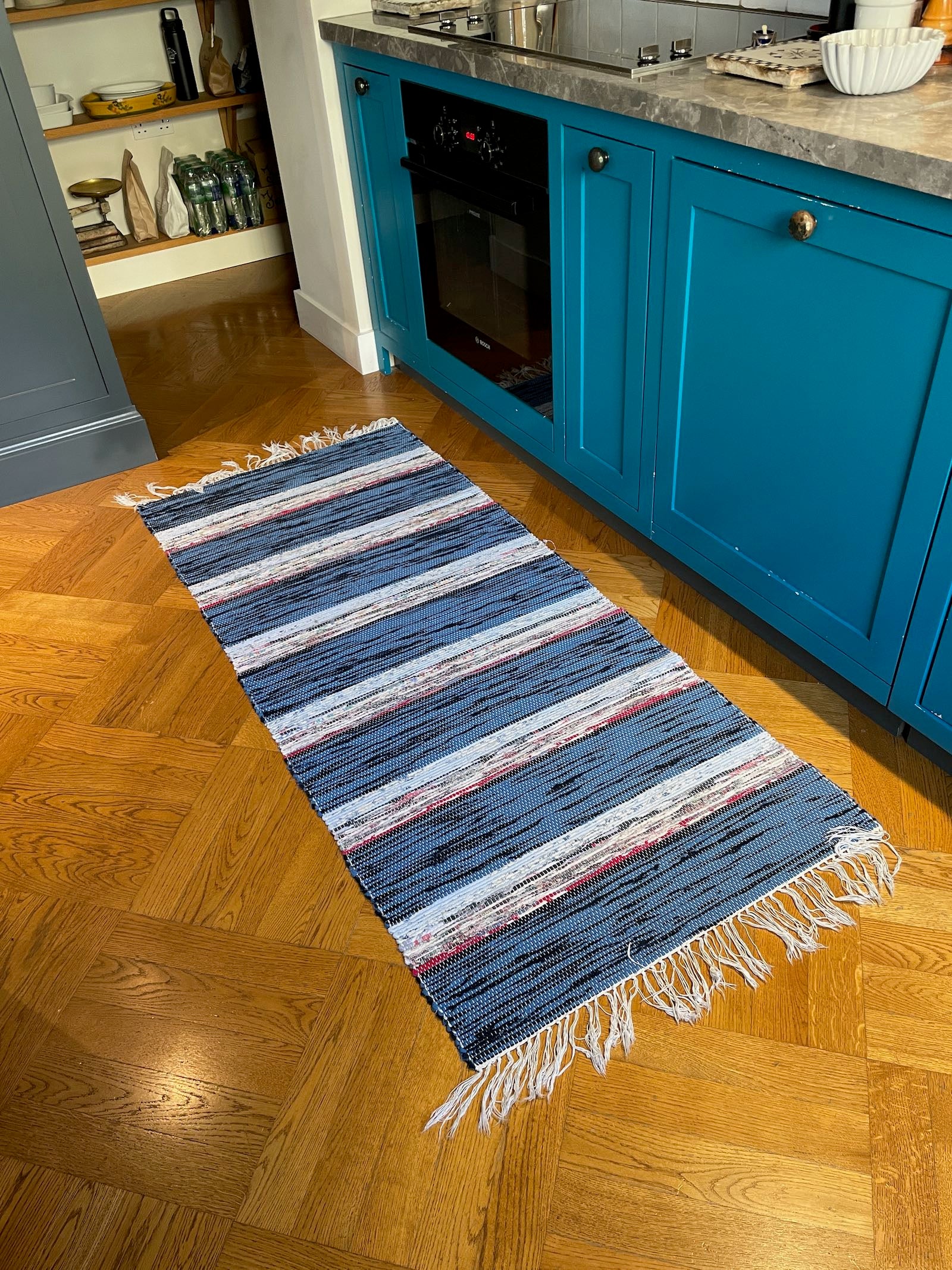 Dark Wine Red and Green Striped 2024 Cotton Rug, Carpet with Stripes, Machine Washable Floor Runner, Handmade on the Loom, Ready to Ship