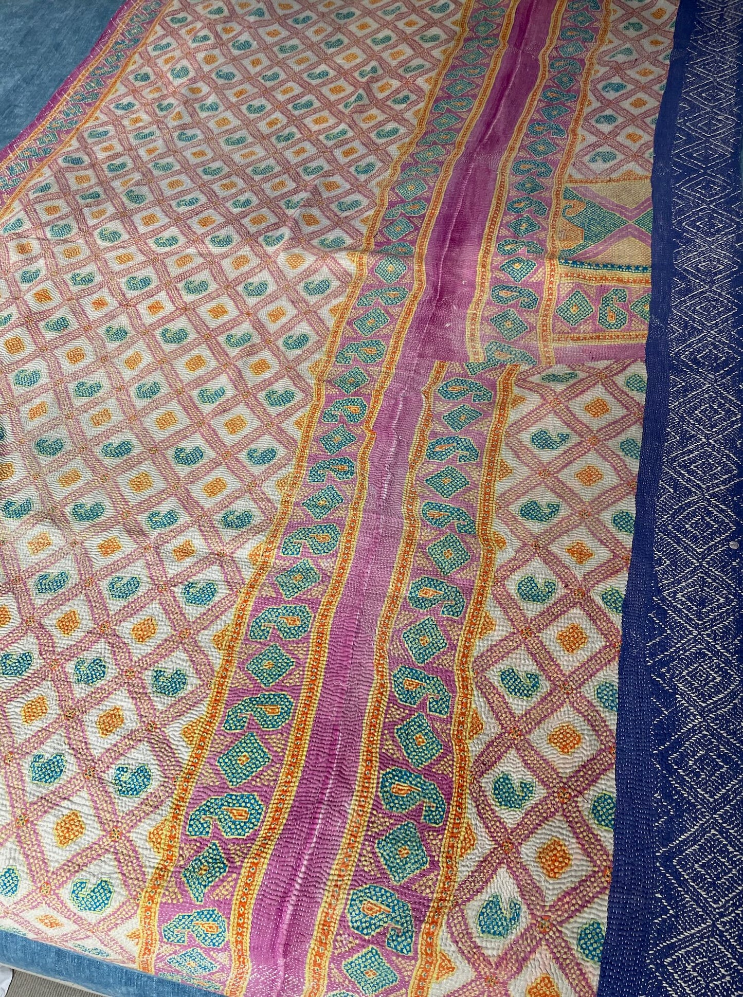 
                  
                    pink orange bright pretty vintage kantha quilt sofa throw decorative blanket washable cotton
                  
                