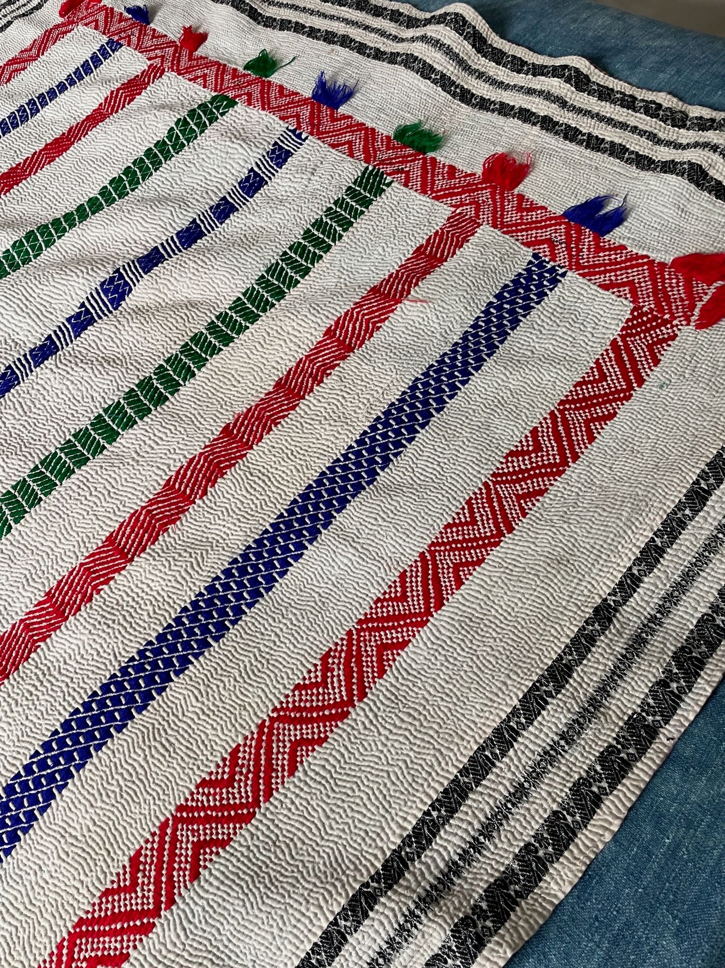 
                  
                    white embroidered kantha quilt cotton single bedspread washable comforter handstitched throw
                  
                