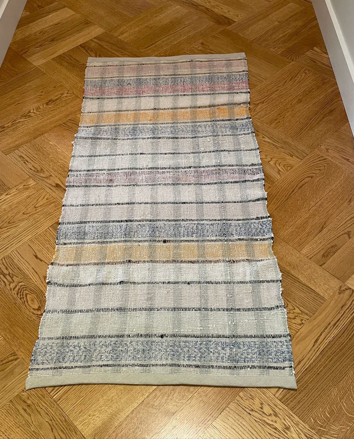 
                  
                    striped cotton rag rug blue grey yellow kitchen mat washable hall carpet hearth rug trasmatta
                  
                