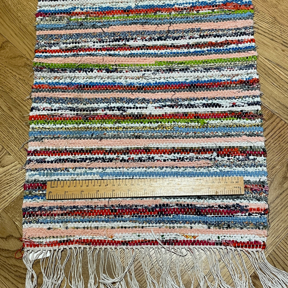 
                  
                    striped rainbow colour rug vintage swedish trasmatta hygge floor covering runner bedside mat
                  
                