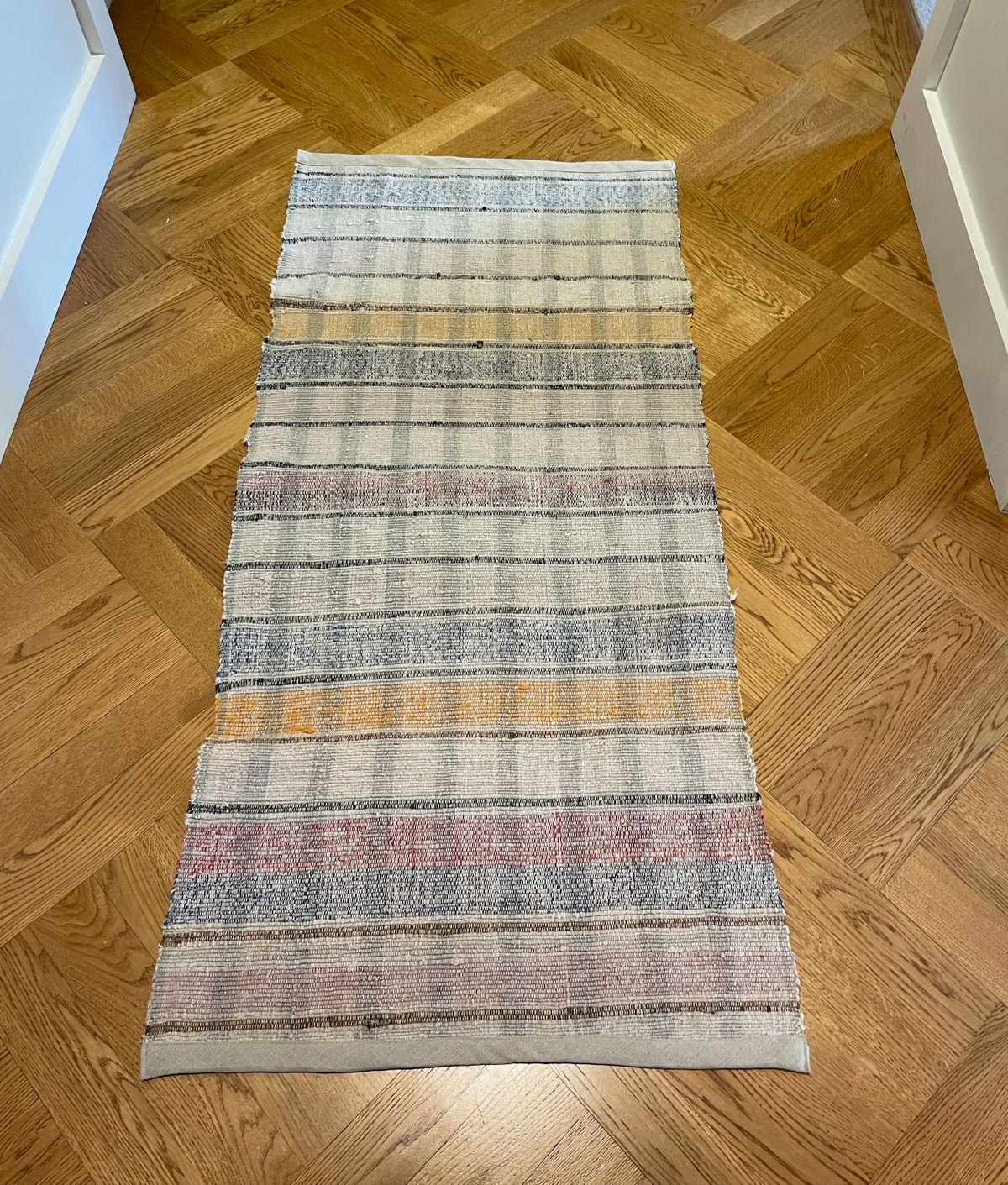 
                  
                    striped cotton rag rug blue grey yellow kitchen mat washable hall carpet hearth rug trasmatta
                  
                