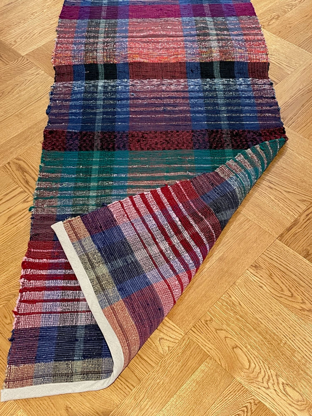 
                  
                    red blue green checked tartan rag rug plaid floor runner cotton washable vintage rustic mat
                  
                