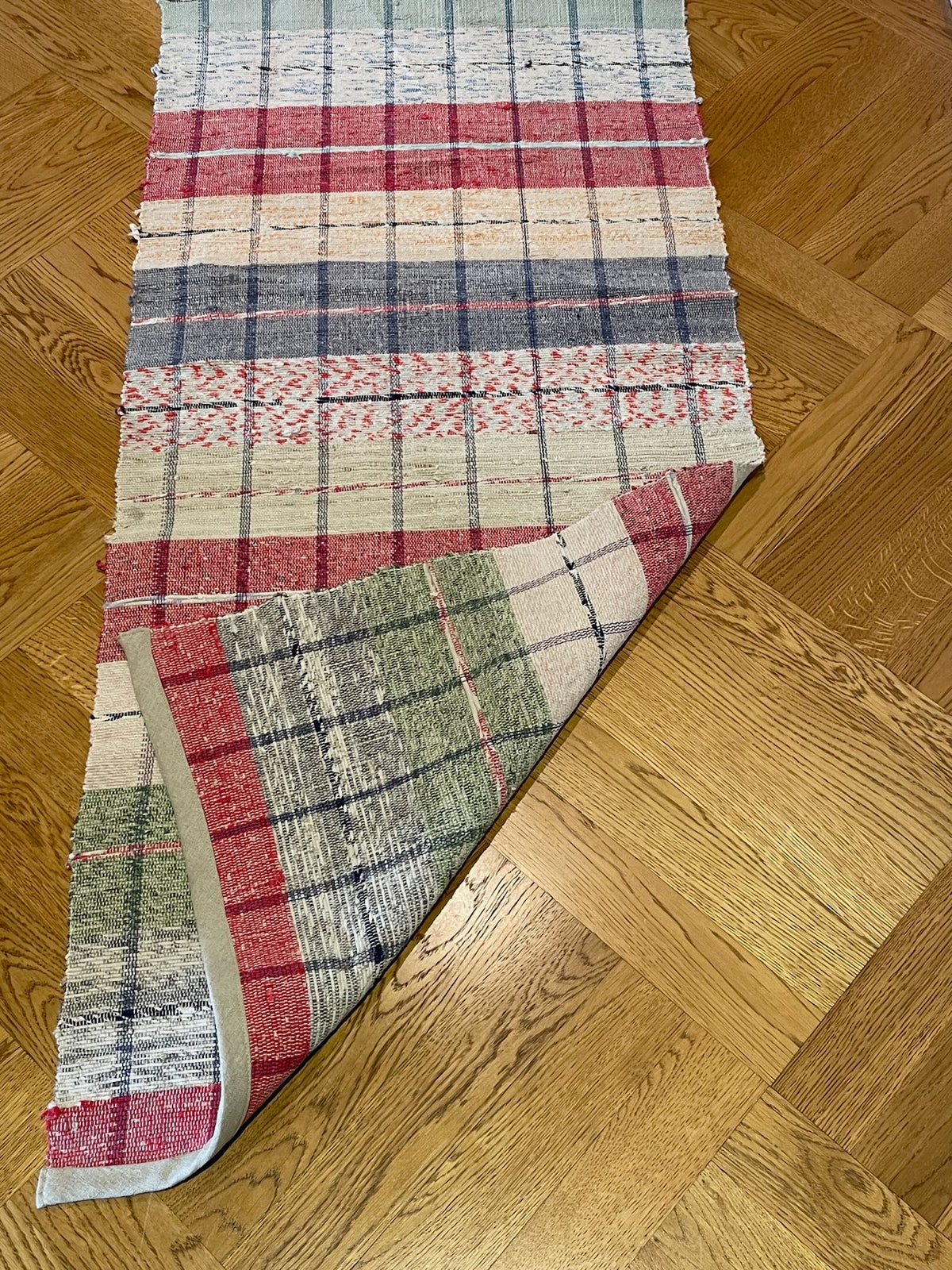 
                  
                    striped red blue green pink rag rug floor runner in bright colours long hall carpet washable 
                  
                