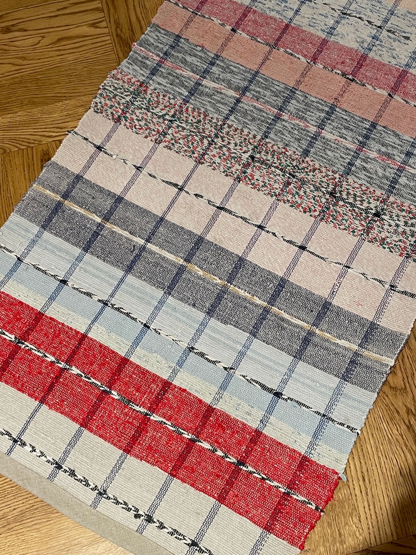 
                  
                    striped red blue green pink rag rug floor runner in bright colours long hall carpet washable 
                  
                