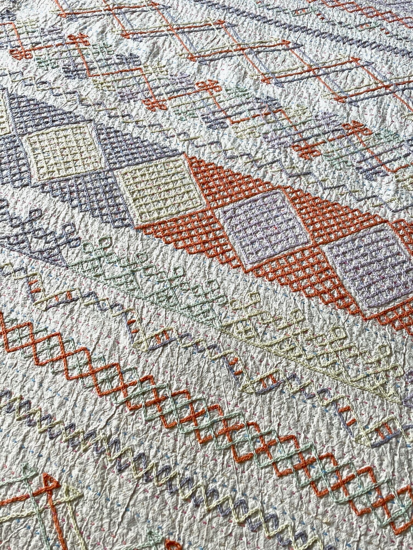 
                  
                    pastel colours ralli quilt large embroidered kantha bedspread hand made cotton washable
                  
                