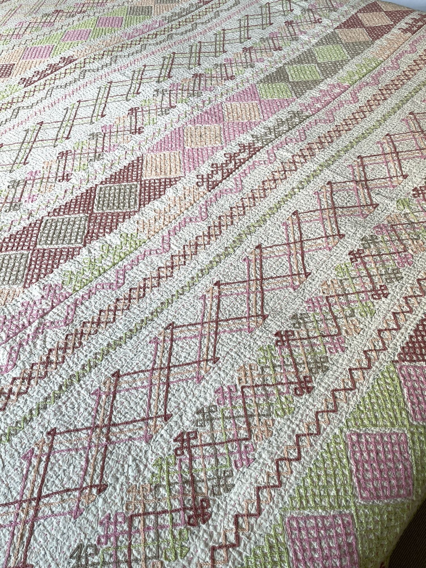 pastel colour ralli quilt embroidered bedspread pink apricot green cotton washable comforter