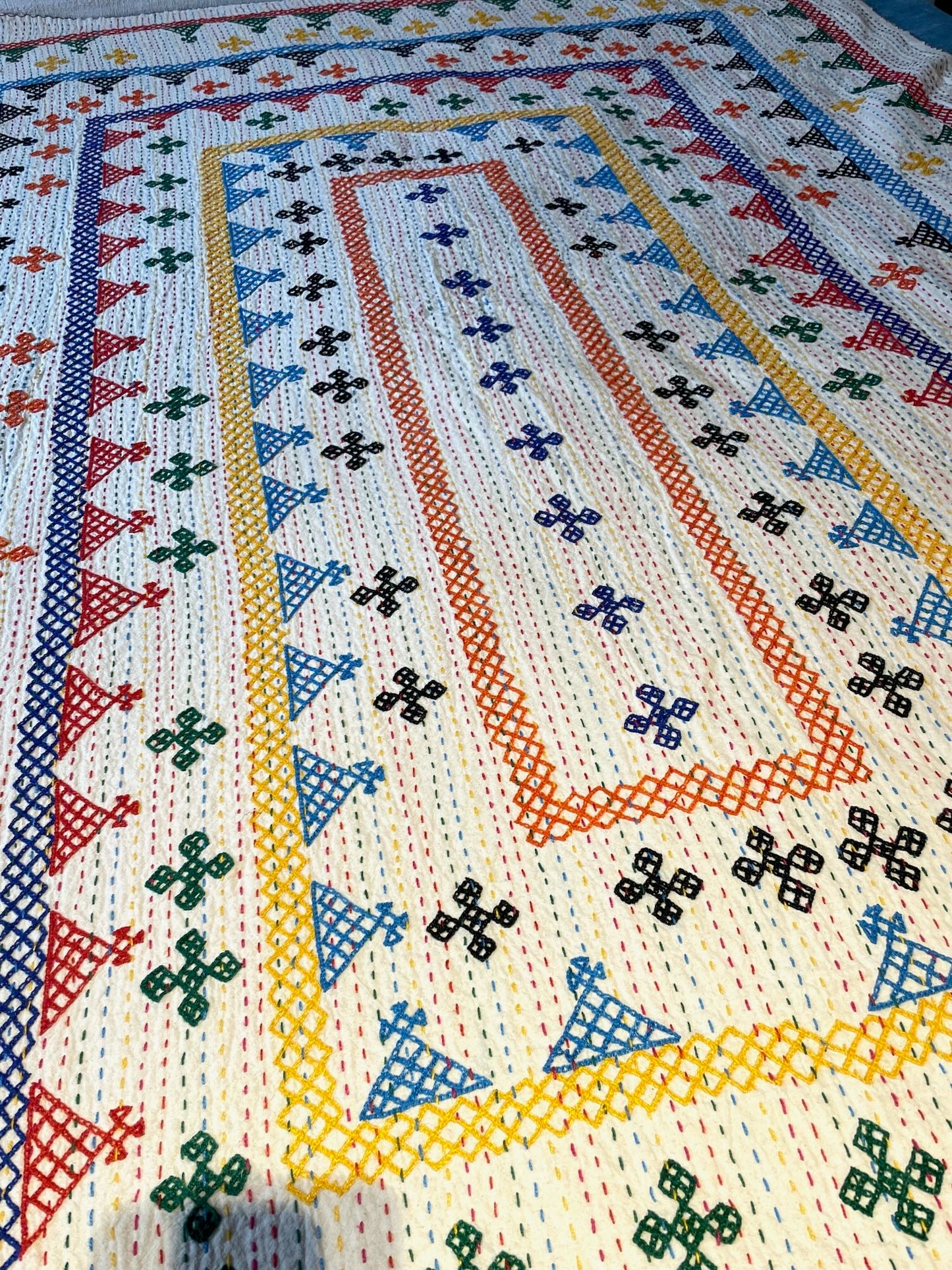 
                  
                    red blue yellow ralli quilt single kids or dorm room bedspread cotton washable comforter boho
                  
                