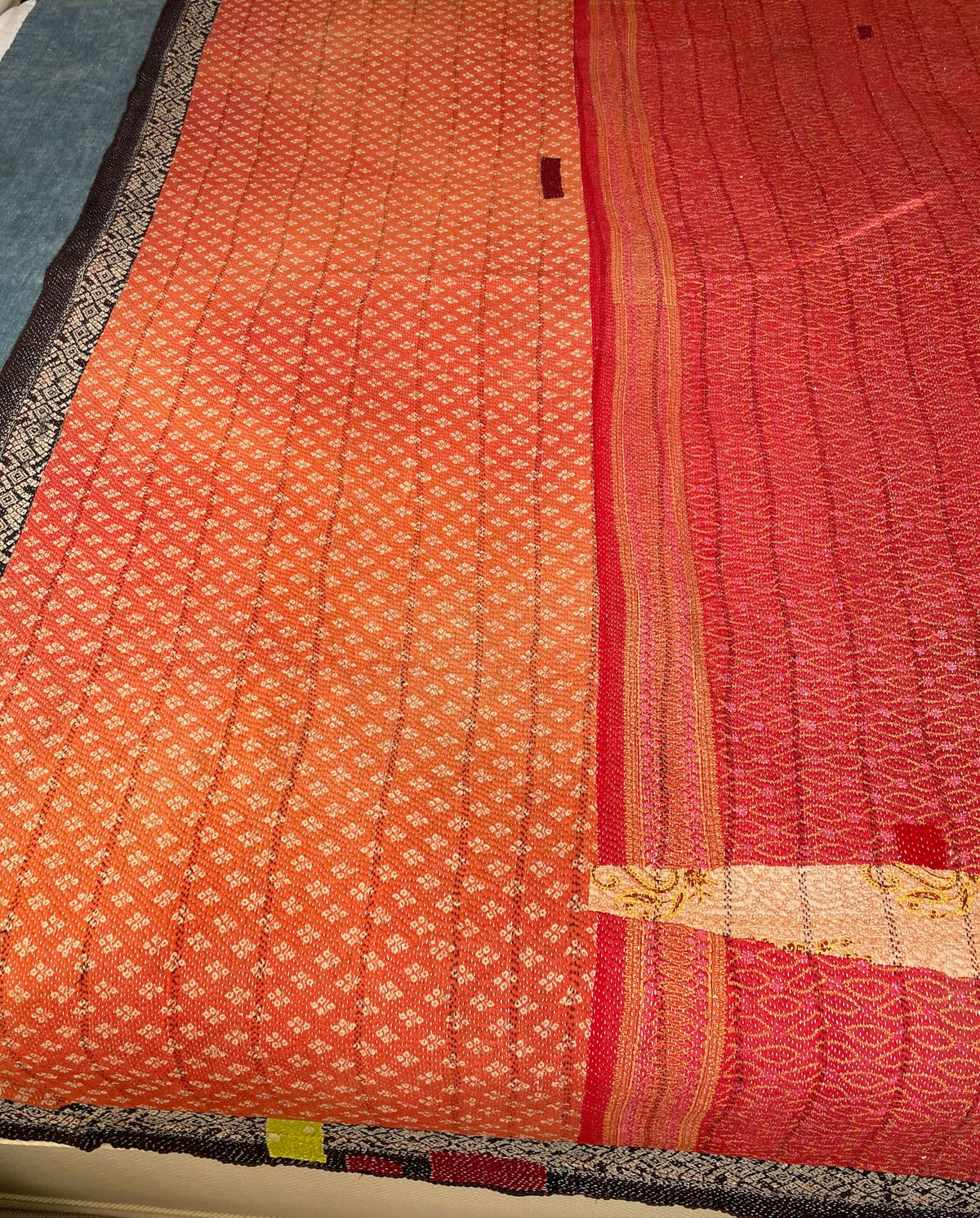 
                  
                    coral pink kantha qult vintage large bedspread cotton comforter handmade washable one-off
                  
                