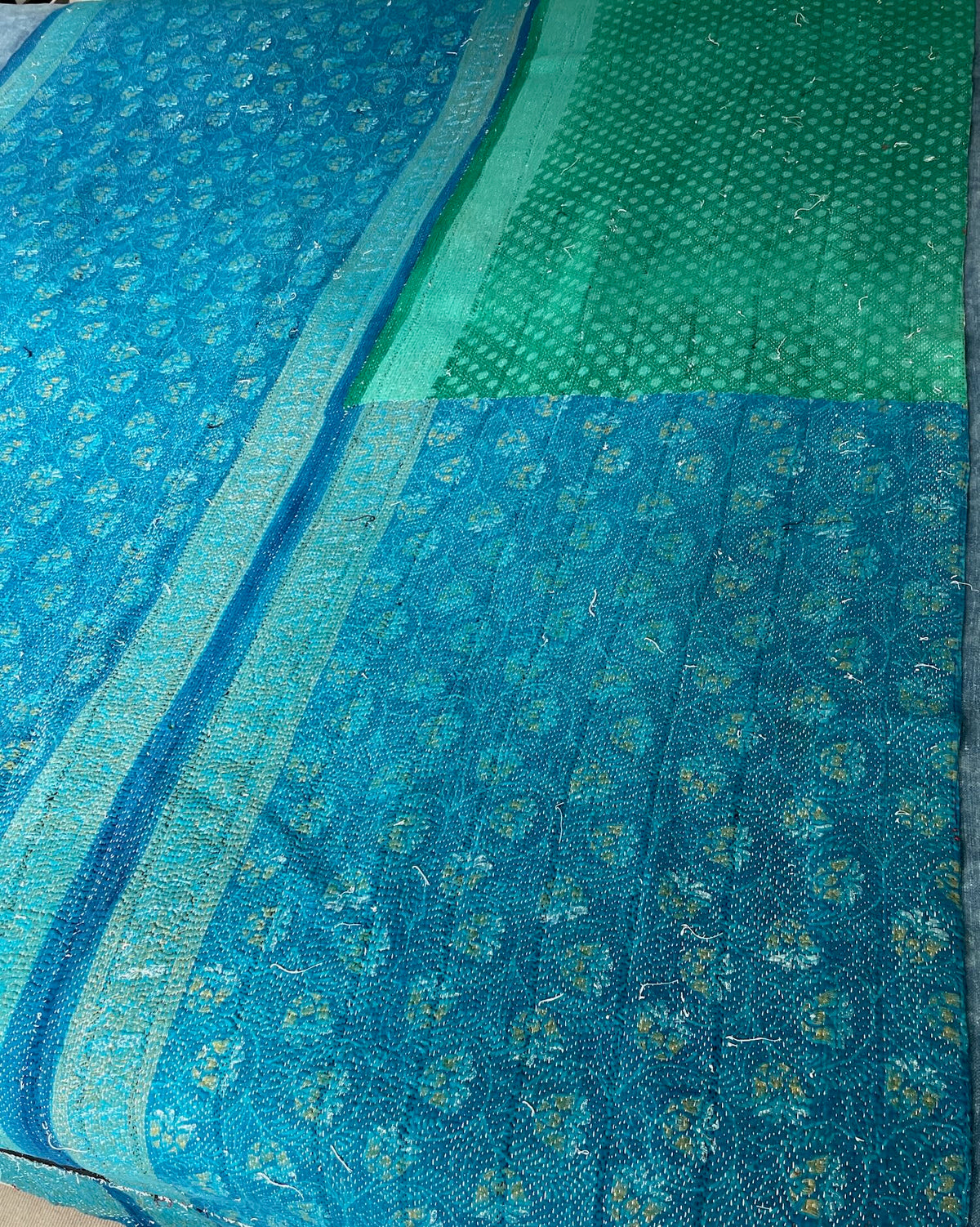 
                  
                    turquoise coral kantha qult vintage large bedspread cotton comforter handmade washable one-off
                  
                