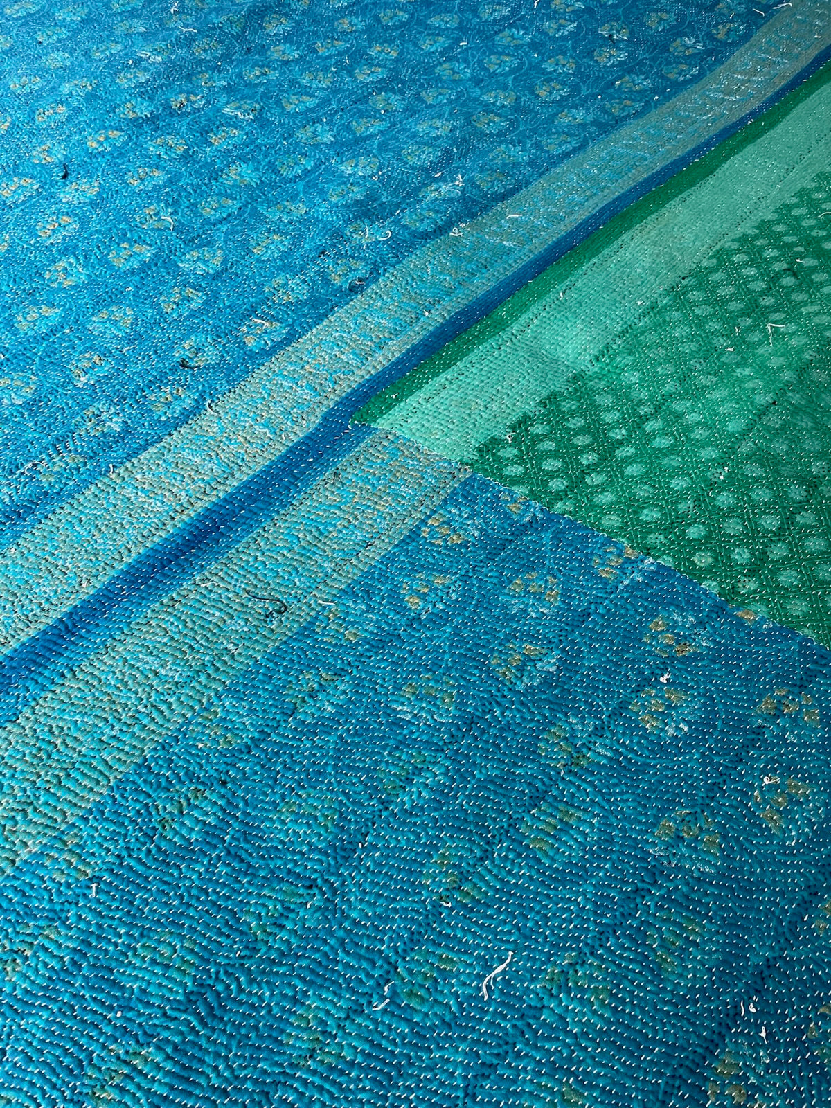 
                  
                    turquoise coral kantha qult vintage large bedspread cotton comforter handmade washable one-off
                  
                