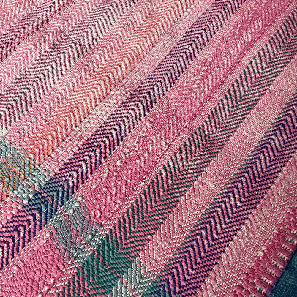 
                  
                    small pink kantha quilt faded soft cotton bedcover sofa throw herringbone stitch washable comforter
                  
                