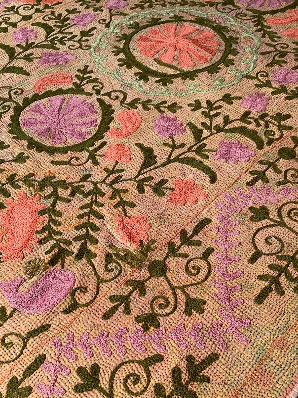 
                  
                    dusky pink rose brown coral kantha quilt uk embroidered suzani sofa throw cotton comforter washable
                  
                
