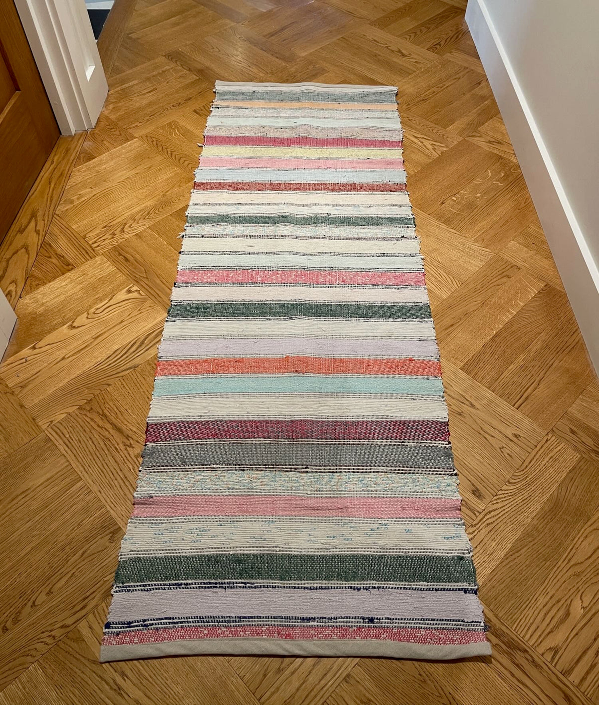 
                  
                    striped colourful cotton rag rug vintage floor runner machine washable kitchen mat uk
                  
                