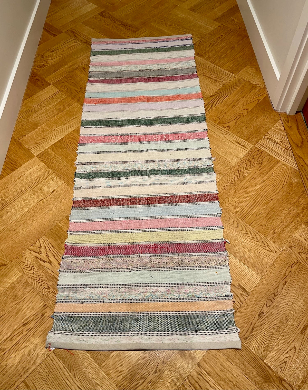 
                  
                    striped colourful cotton rag rug vintage floor runner machine washable kitchen mat uk
                  
                