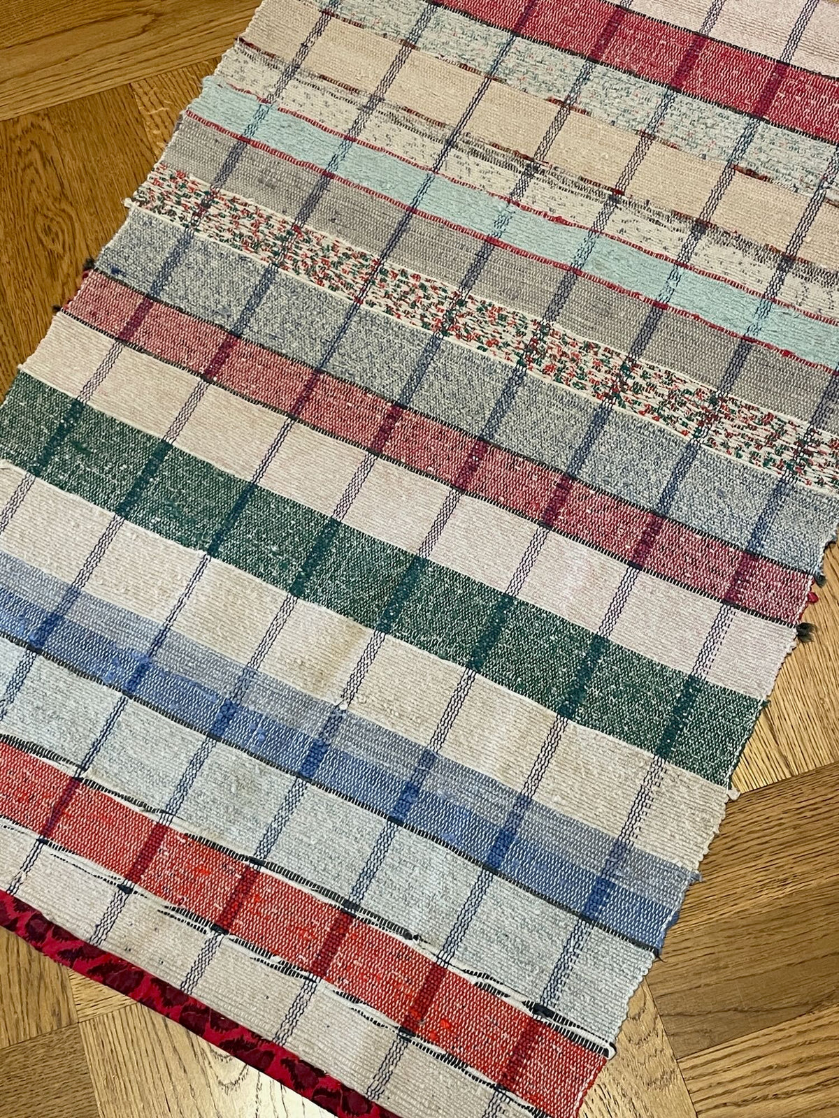 
                  
                    long floor runner blue red pink stripes check cotton rag rug hall carpet machine washable uk
                  
                