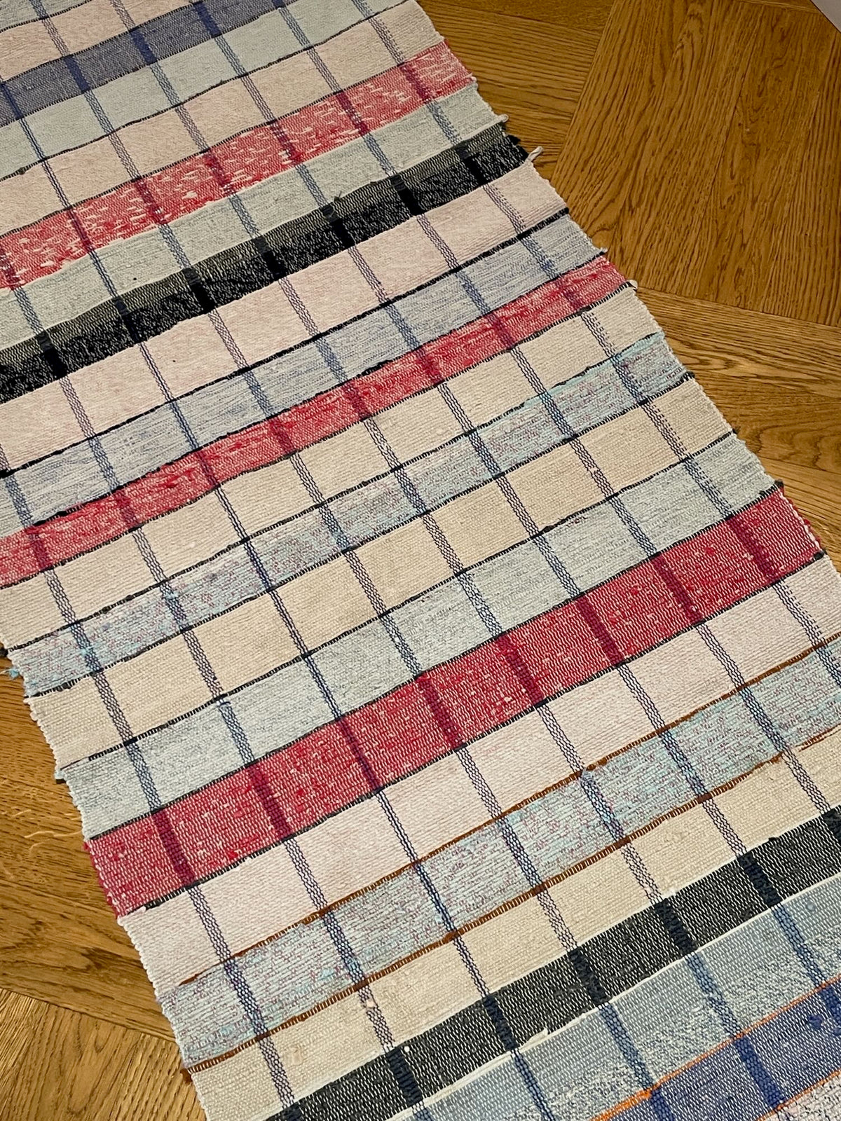 
                  
                    long floor runner blue red pink stripes check cotton rag rug hall carpet machine washable uk
                  
                