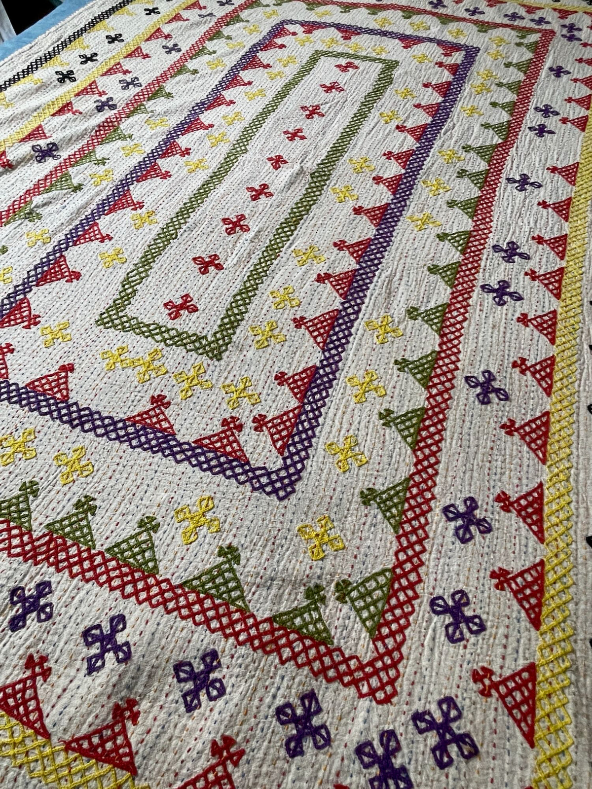 
                  
                    red yellow purple green bedspread embroidered ralli quilt handmade cotton washable comforter uk
                  
                