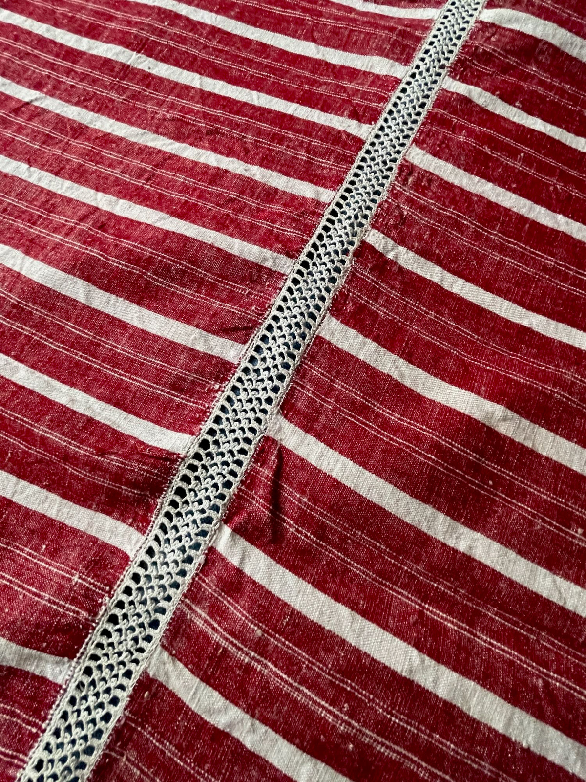 
                  
                    Vintage Red & White Stripe Upholstery Fabric
                  
                