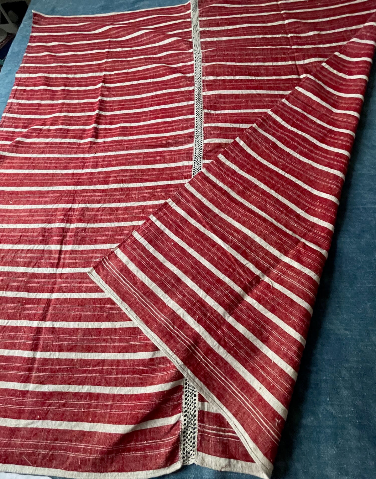 
                  
                    Vintage Red & White Stripe Upholstery Fabric
                  
                