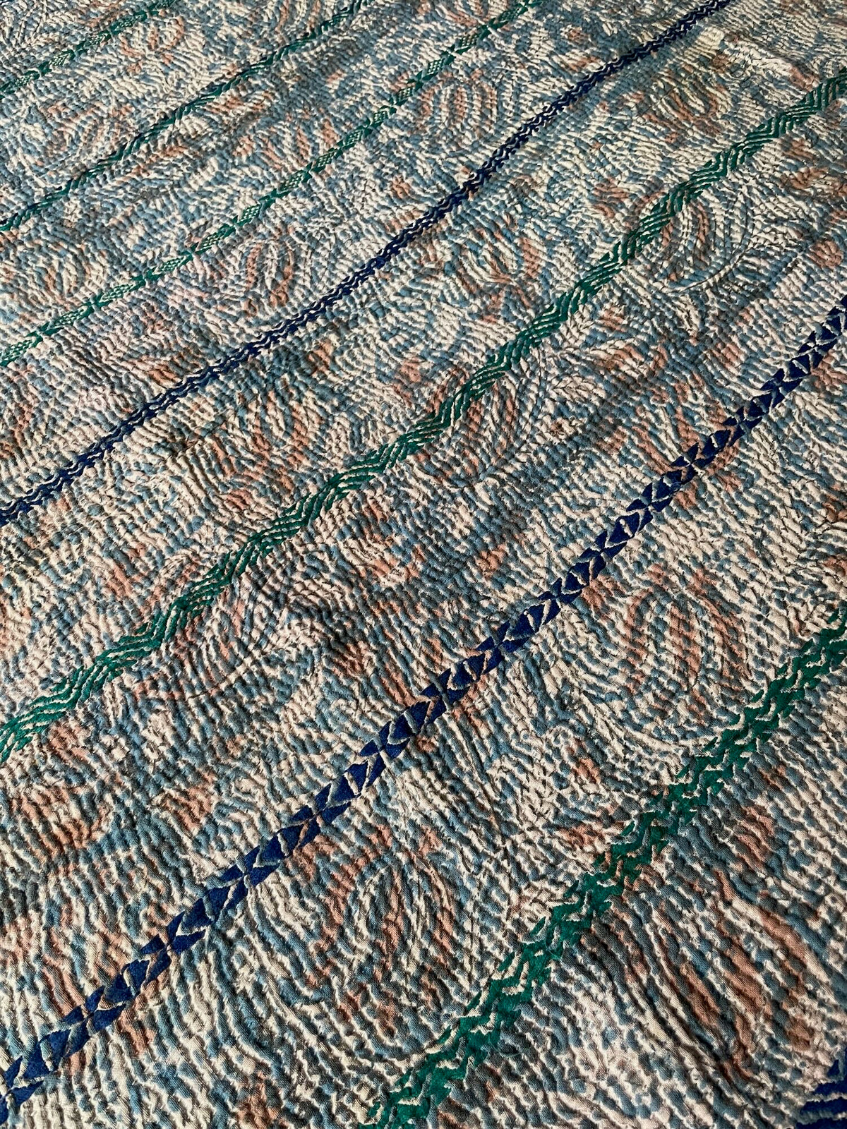 
                  
                    blue brown pink sofa throw vintage kantha quilt single bedspread washable cotton  comforter
                  
                