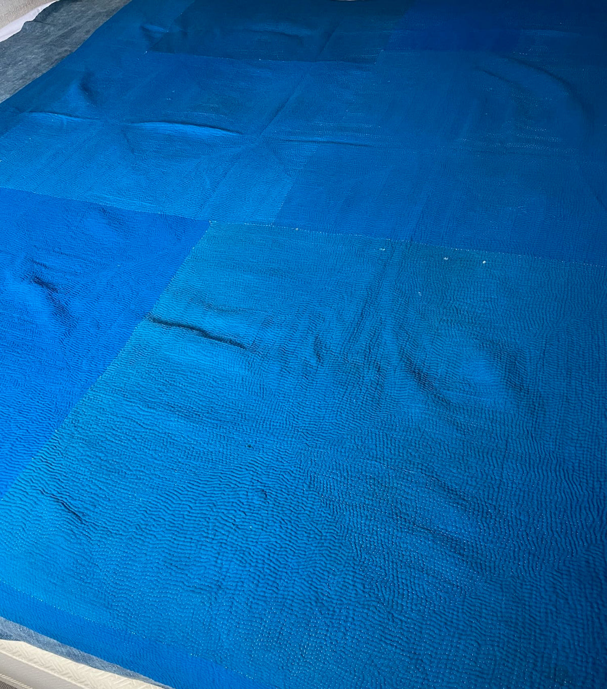 
                  
                    pink turquoise blue floral kantha quilt with bold design single cotton bedspread washable sofa throw
                  
                