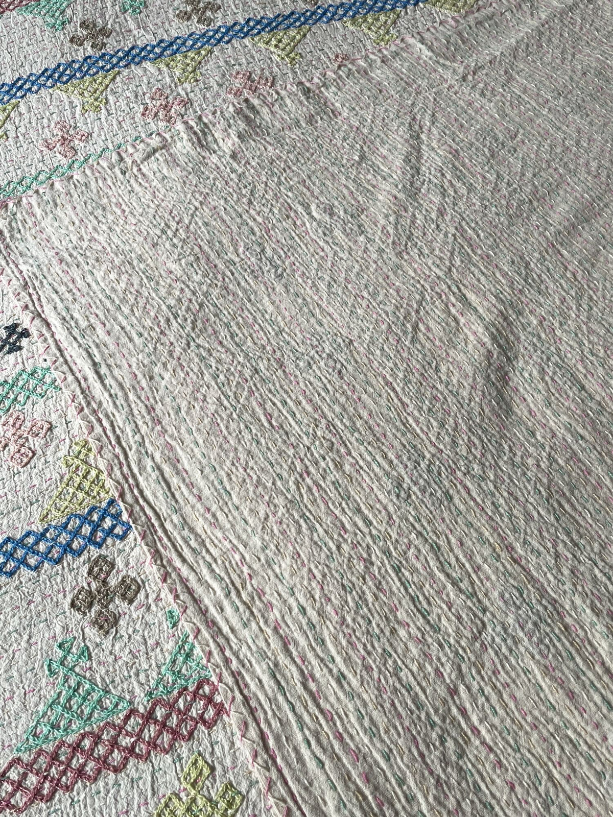 
                  
                    large ralli quilt embroidered bedspread in pastel colours cotton machine washable comforter UK
                  
                