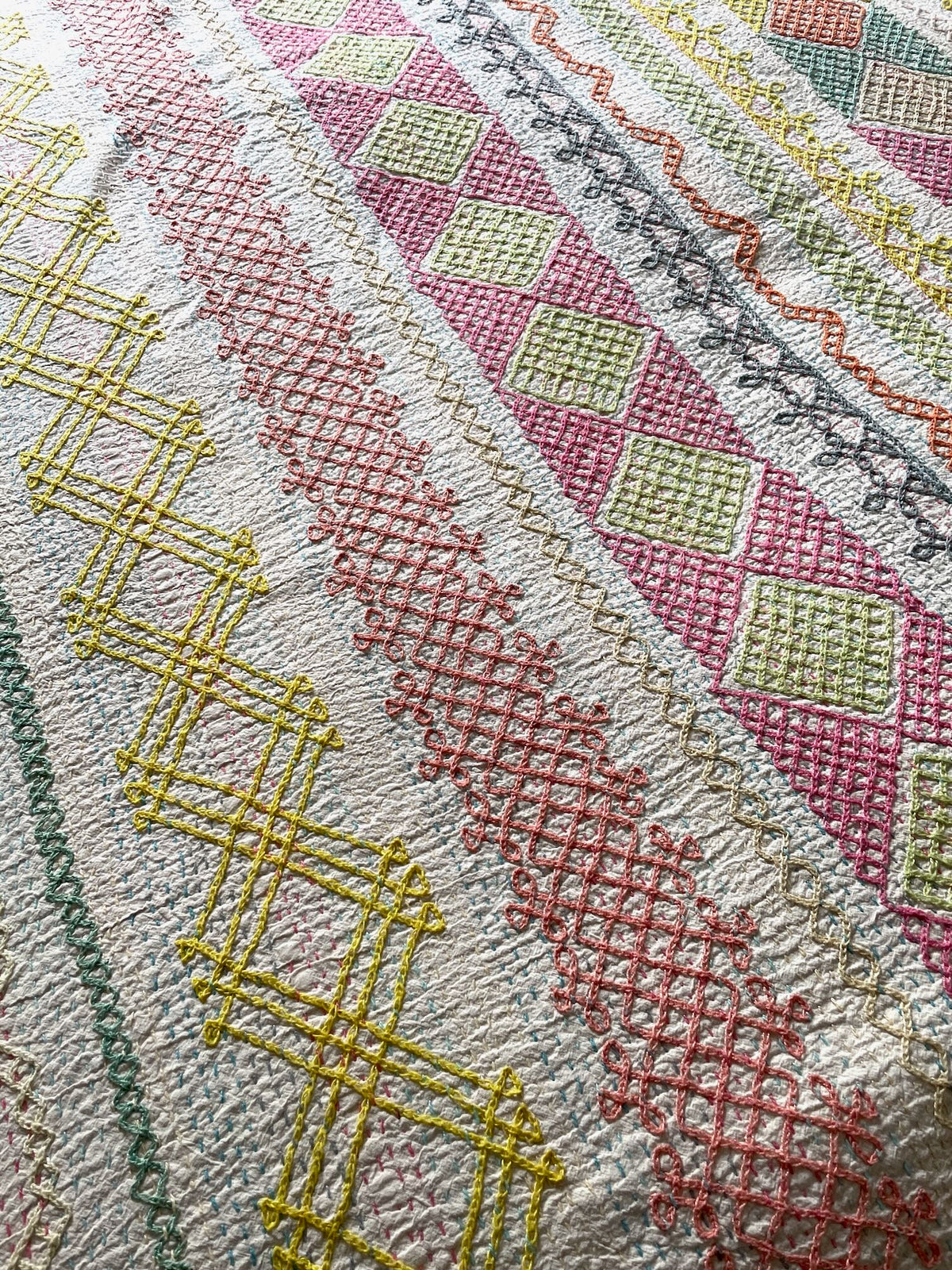 
                  
                    large super king double bedspread ralli quilt pink yellow orange embroidered cotton comforter UK
                  
                