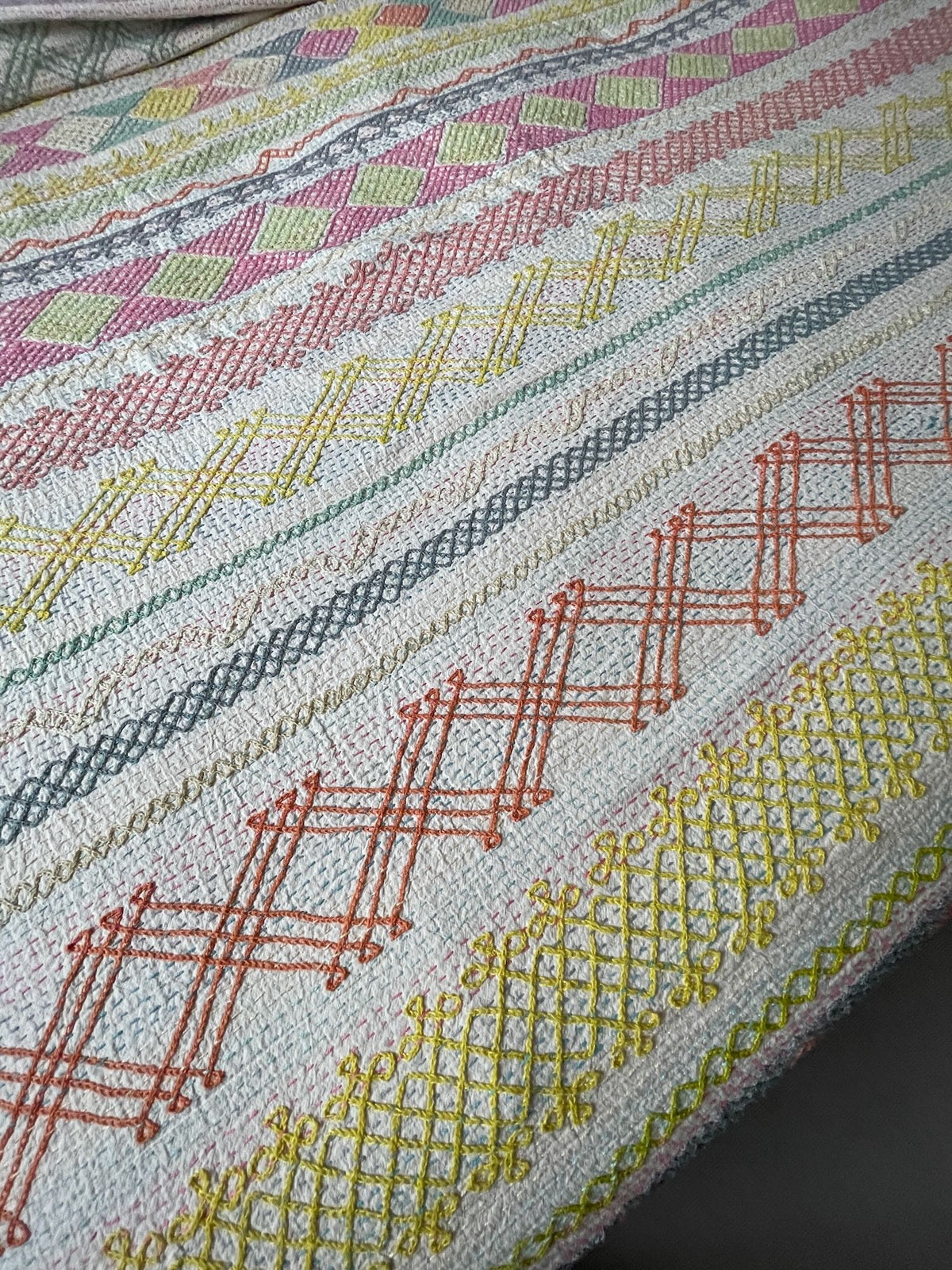 
                  
                    large super king double bedspread ralli quilt pink yellow orange embroidered cotton comforter UK
                  
                