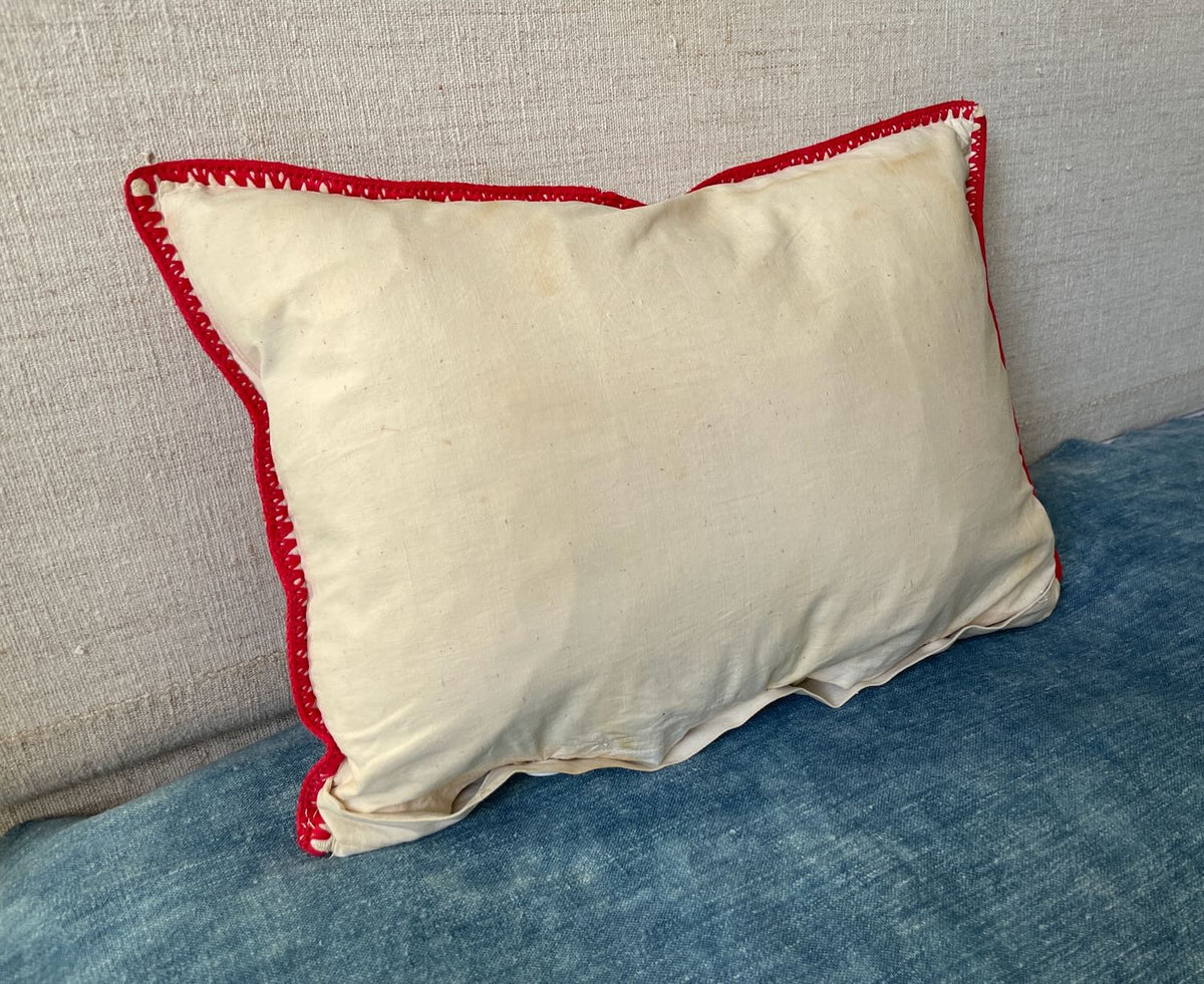 
                  
                    raspberry red embroidered irasos cushion vintage hungarian folk art couch pillow UK
                  
                