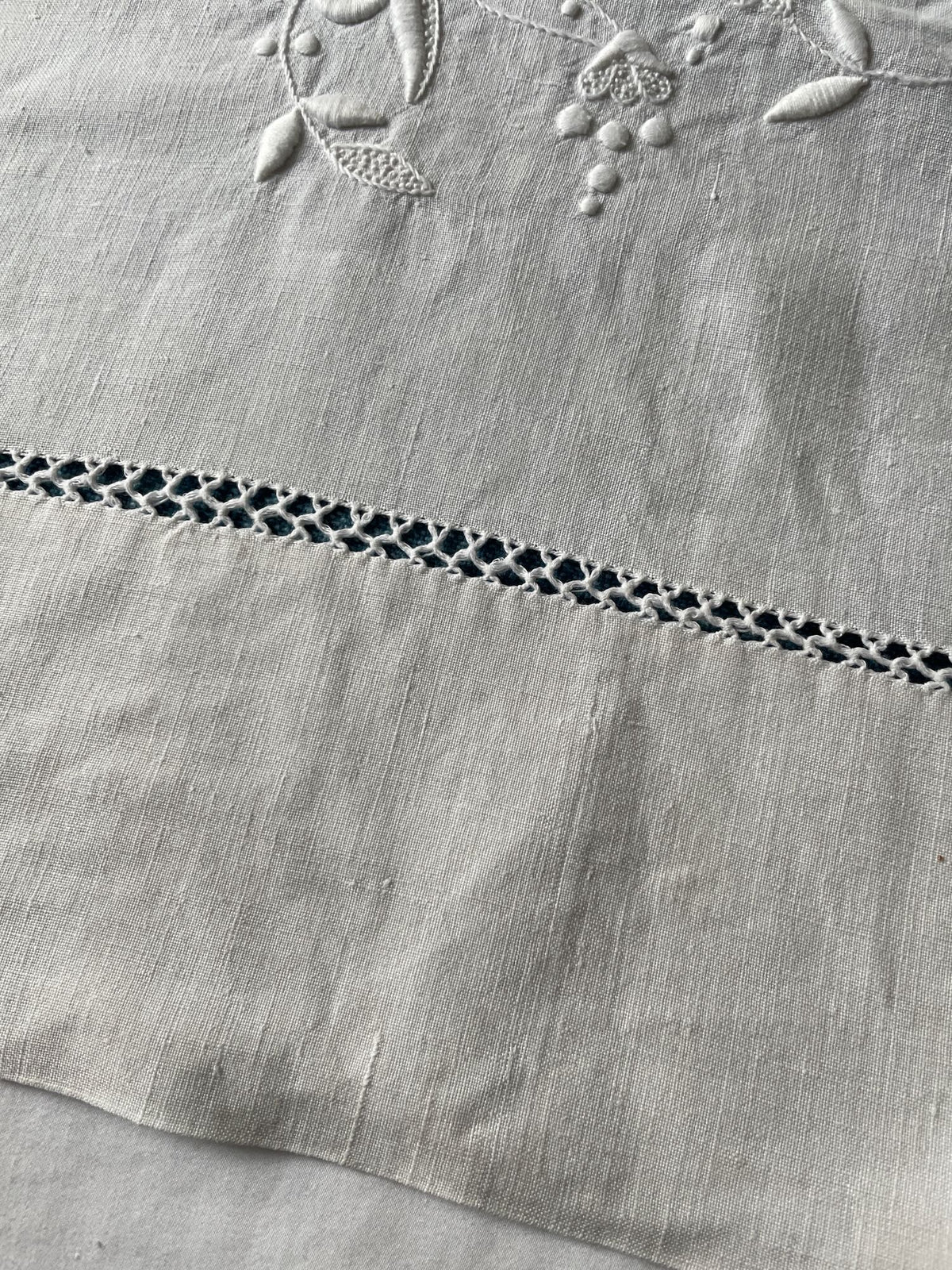 
                  
                    antique french linen sheet embroided ED white bedsheet single double tablecloth UK
                  
                
