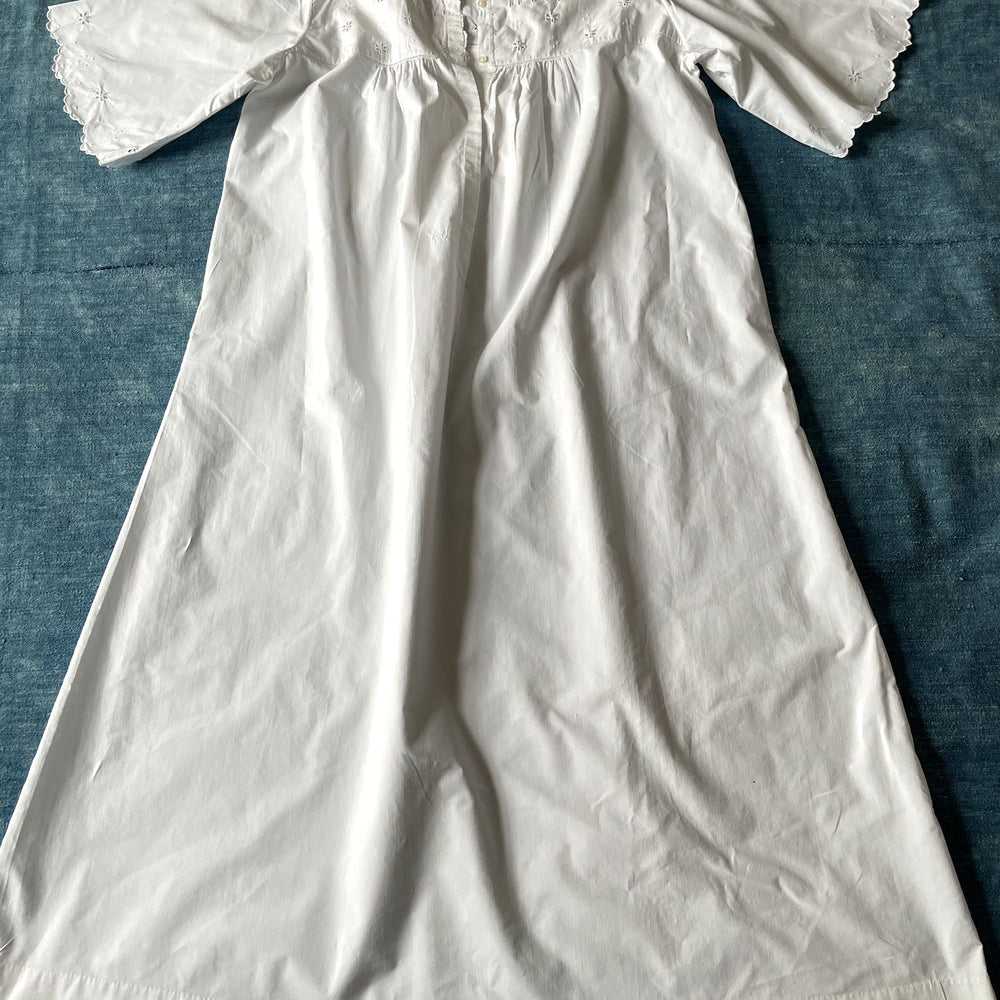 antique french chemise nightdress cosplay costume white embroidered cotton hand stitched RC