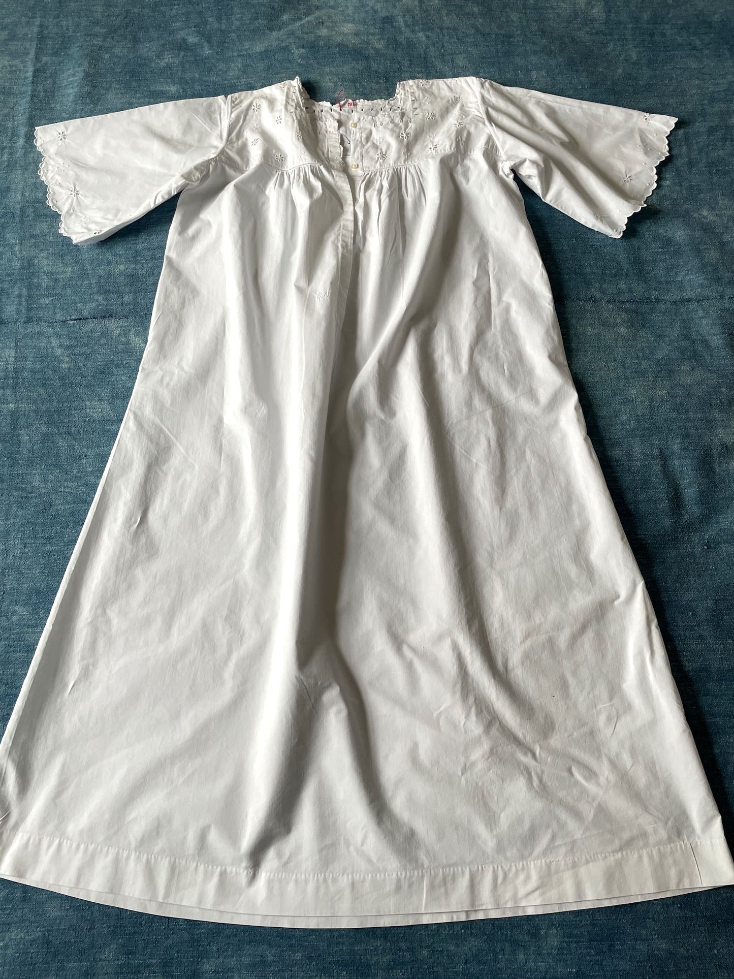 antique french chemise nightdress cosplay costume white embroidered cotton hand stitched RC