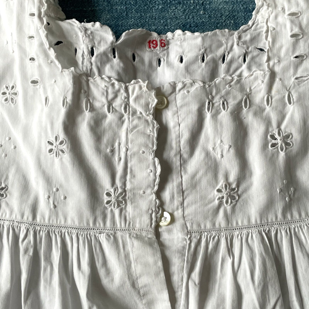 antique french chemise nightdress cosplay costume white embroidered cotton hand stitched RC